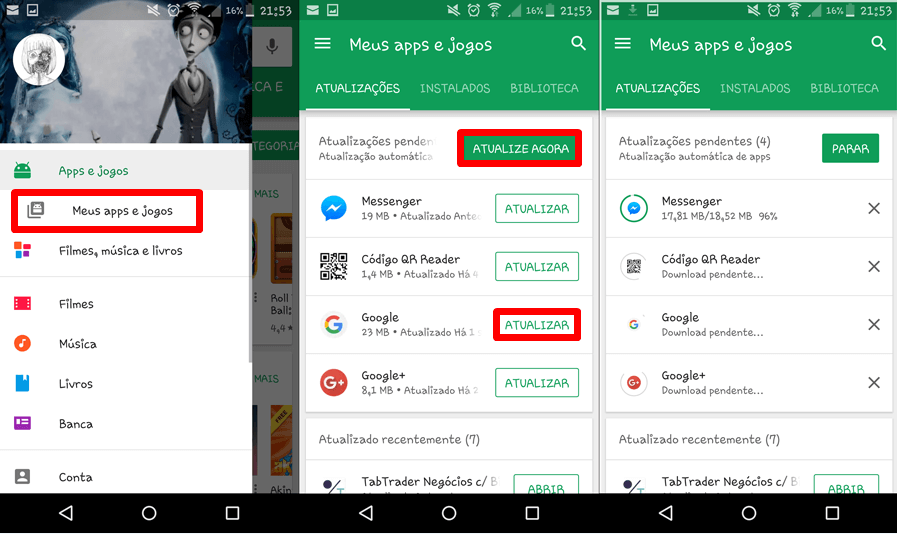 Como atualizar as apps no Android manualmente